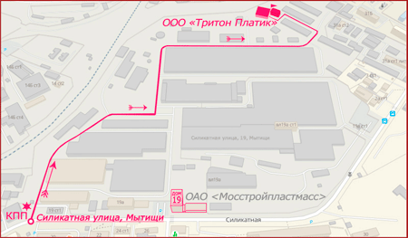 Схема проезда на склад в г. Мытищи Компании Тритон Пластик